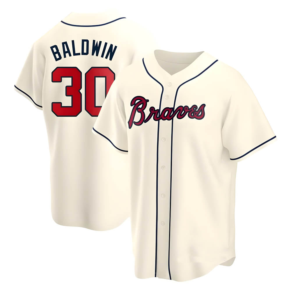 Odoa A.Braves #30 Drake Baldwin player Cream Replica Alternate Stitched Jerseys