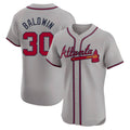 Odoa A.Braves #30 Drake Baldwin player Gray Elite Road Stitched Jerseys