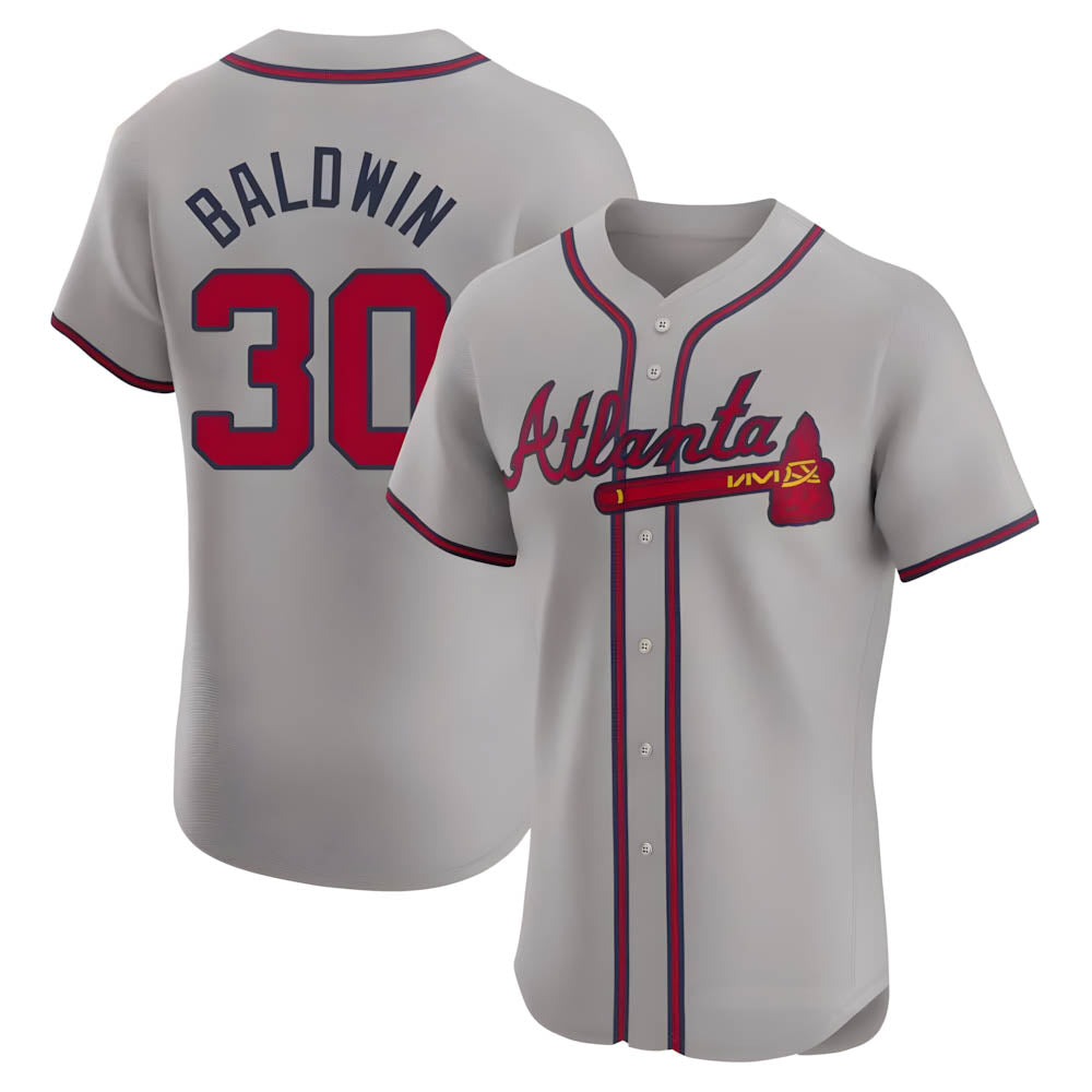 Odoa A.Braves #30 Drake Baldwin player Gray Elite Road Stitched Jerseys