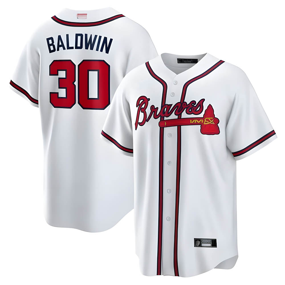Odoa A.Braves #30 Drake Baldwin player White Home Replica Stitched Jerseys