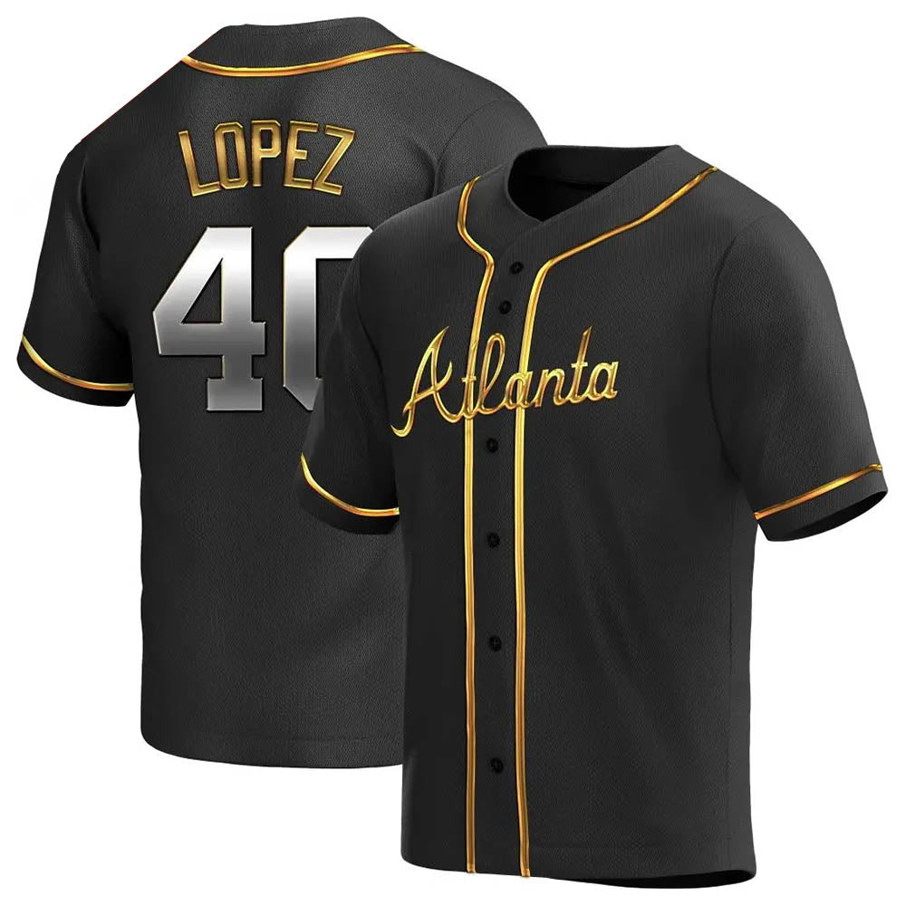 Odoa A.Braves #40 Reynaldo Lopez player Black & Gold Replica en Alternate Stitched Jerseys