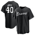 Odoa A.Braves #40 Reynaldo Lopez player Black&White Replica Stitched Jerseys