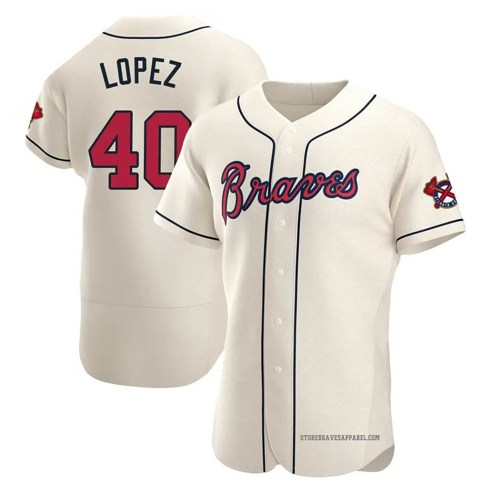 Odoa A.Braves #40 Reynaldo Lopez player Cream Authentic Alternate Stitched Jerseys