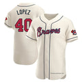 Odoa A.Braves #40 Reynaldo Lopez player Cream Authentic Alternate Stitched Jerseys