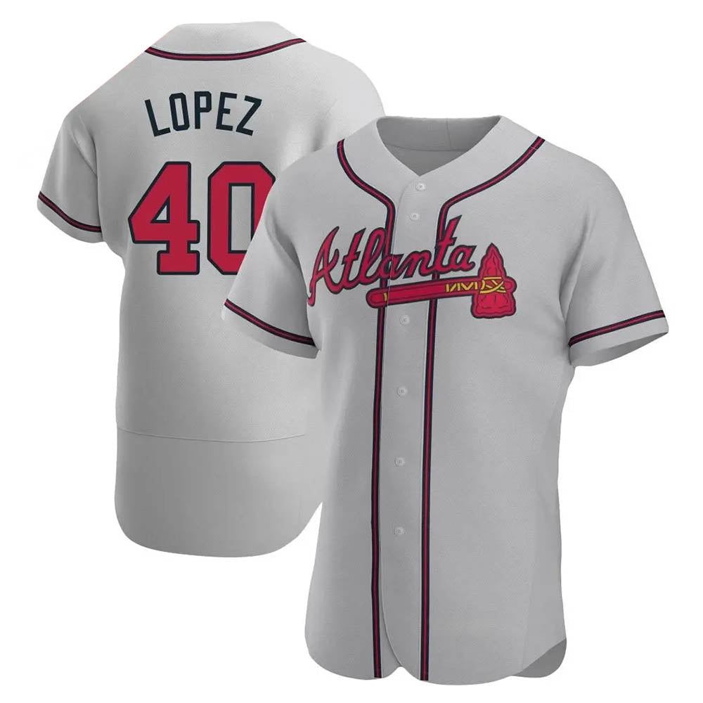 Odoa A.Braves #40 Reynaldo Lopez player Gray Authentic Road Stitched Jerseys