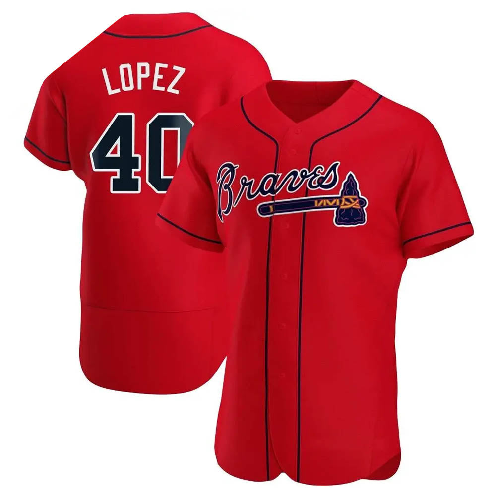 Odoa A.Braves #40 Reynaldo Lopez player Red Authentic Alternate Stitched Jerseys
