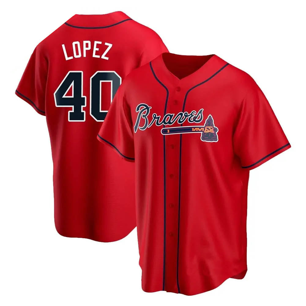 Odoa A.Braves #40 Reynaldo Lopez player Red Replica Alternate Stitched Jerseys