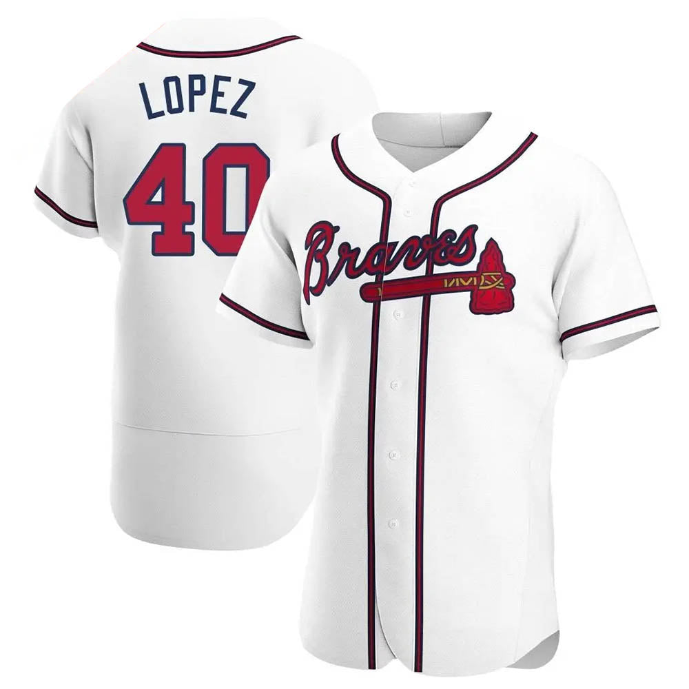 Odoa A.Braves #40 Reynaldo Lopez player White Authentic Home Stitched Jerseys
