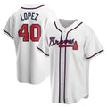Odoa A.Braves #40 Reynaldo Lopez player White Replica Home Stitched Jerseys