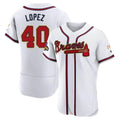 Odoa A.Braves #40 Reynaldo Lopez player White&Gold Authentic Program Stitched Jerseys