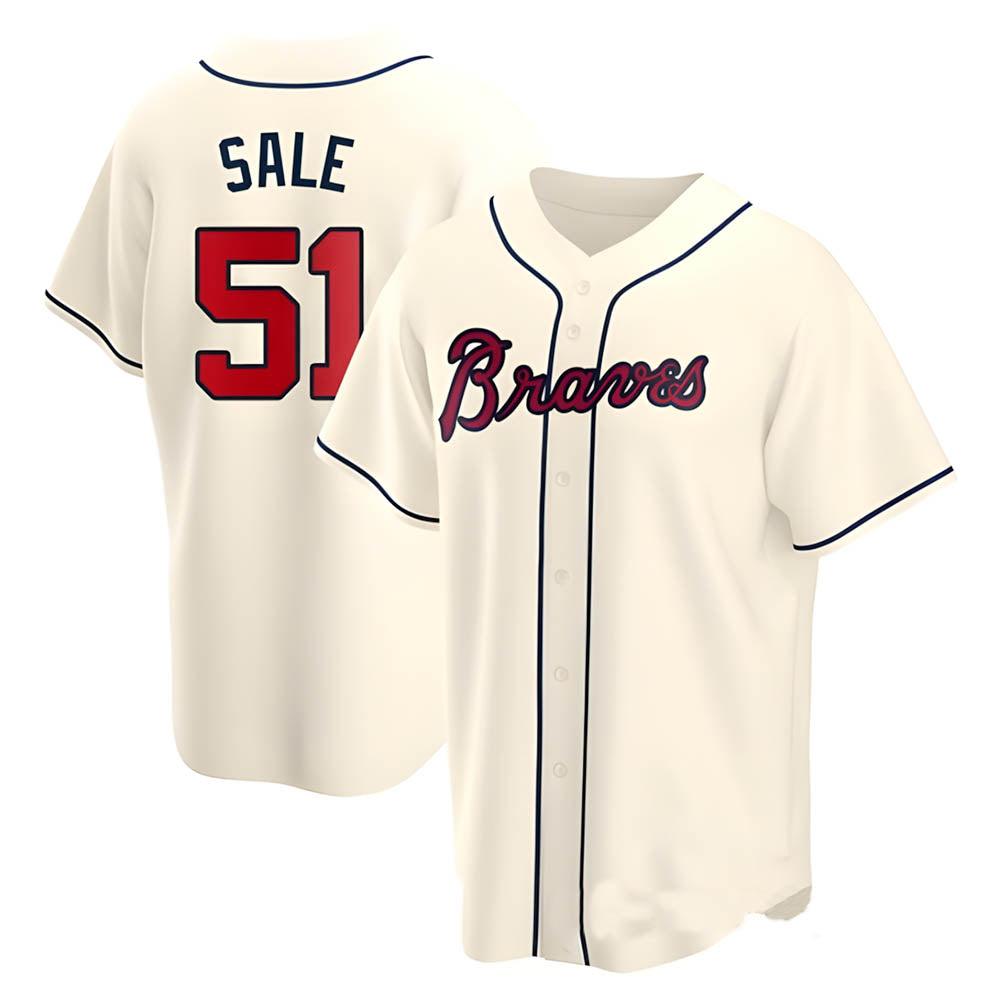 Odoa A.Braves #51 Chris Sale Player Cream Alternate Replica Stitched Jerseys