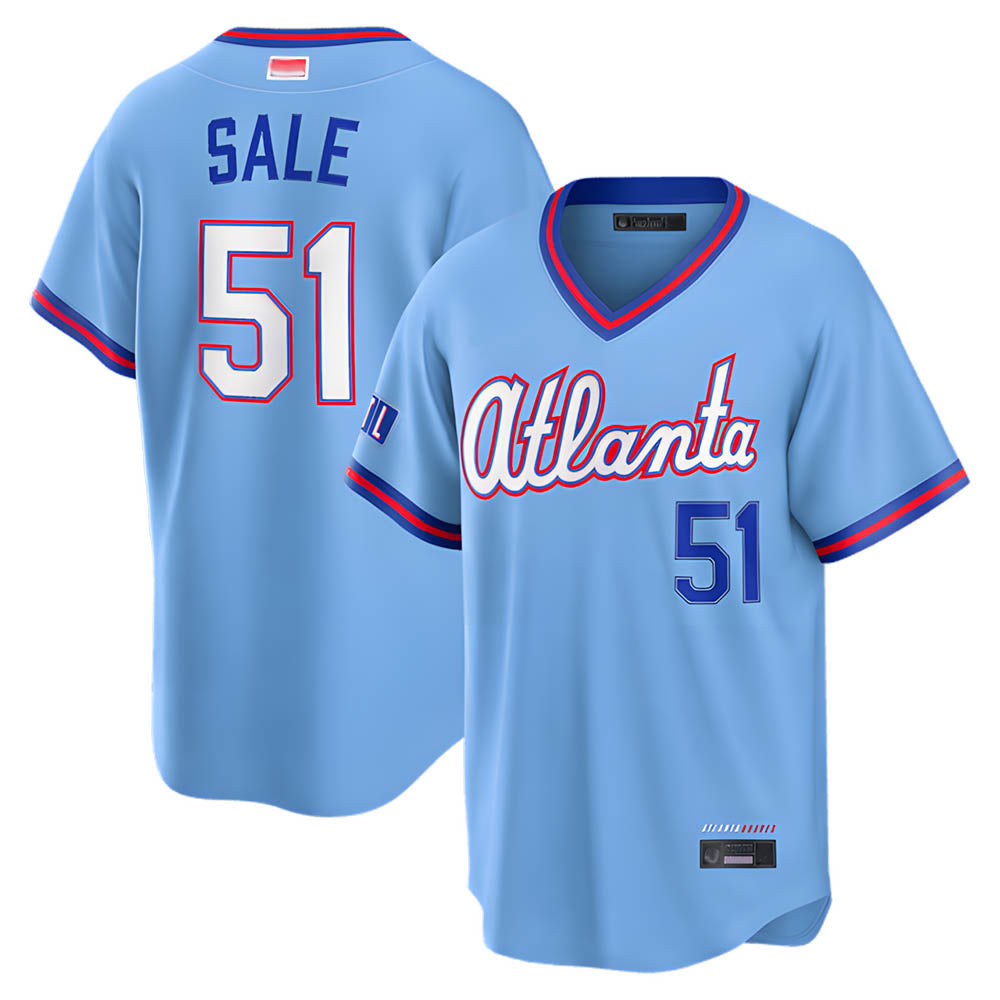 Odoa A.Braves #51 Chris Sale Player Powder Blue 2026 City Connect T shirt Stitched Jerseys