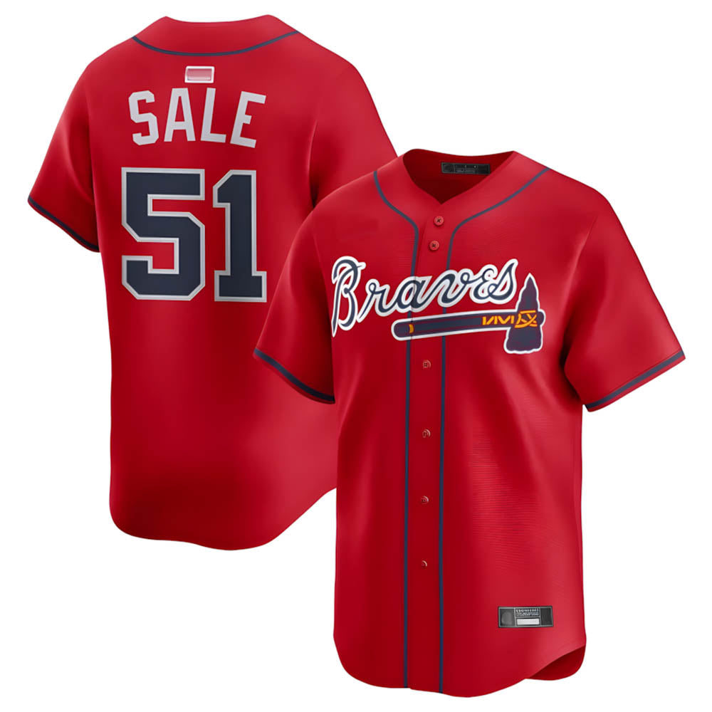 Odoa A.Braves #51 Chris Sale Player Red Alternate Limited Stitched Jerseys
