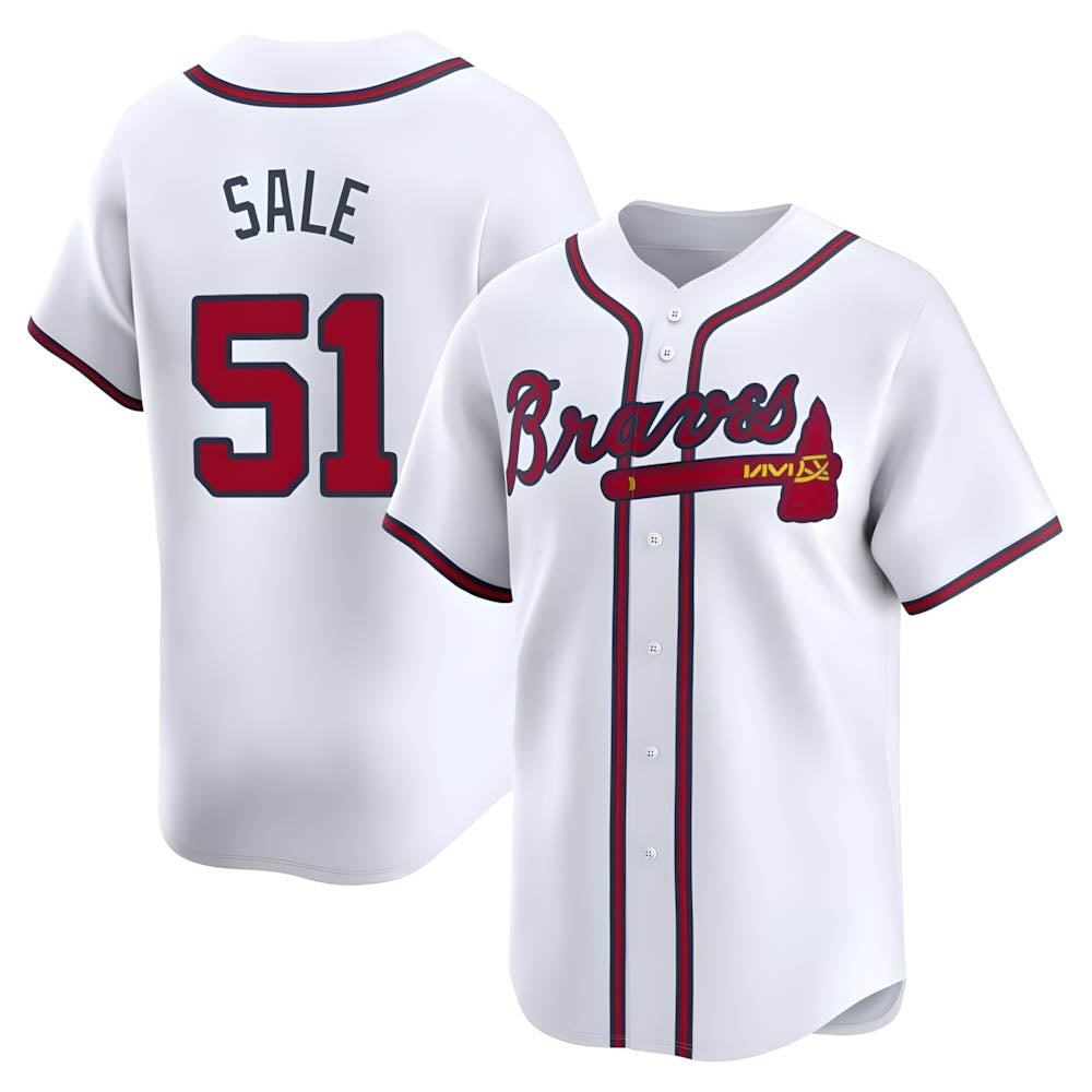 Odoa A.Braves #51 Chris Sale Player White Limited Home Stitched Jerseys
