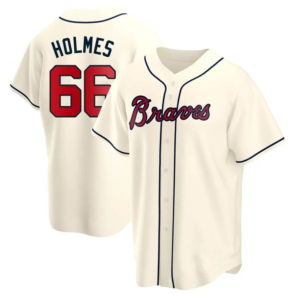 Odoa A.Braves #66 Grant Holmes Player Cream Replica Alternate Stitched Jerseys