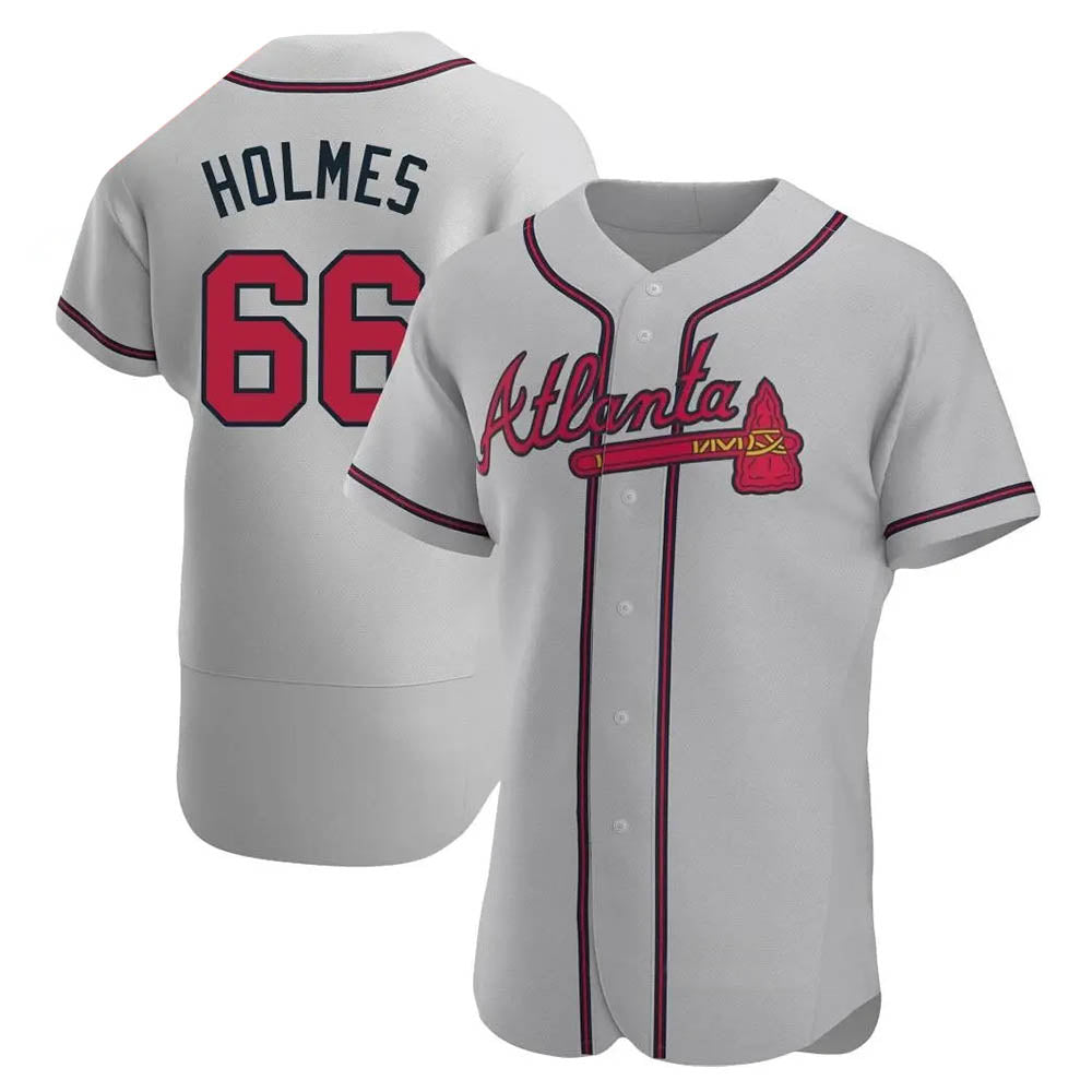 Odoa A.Braves #66 Grant Holmes Player Gray Authentic Road Stitched Jerseys