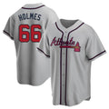 Odoa A.Braves #66 Grant Holmes Player Gray Replica Road Stitched Jerseys