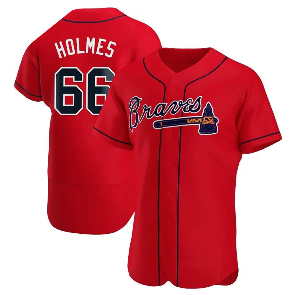 Odoa A.Braves #66 Grant Holmes Player Red Authentic Alternate Stitched Jerseys
