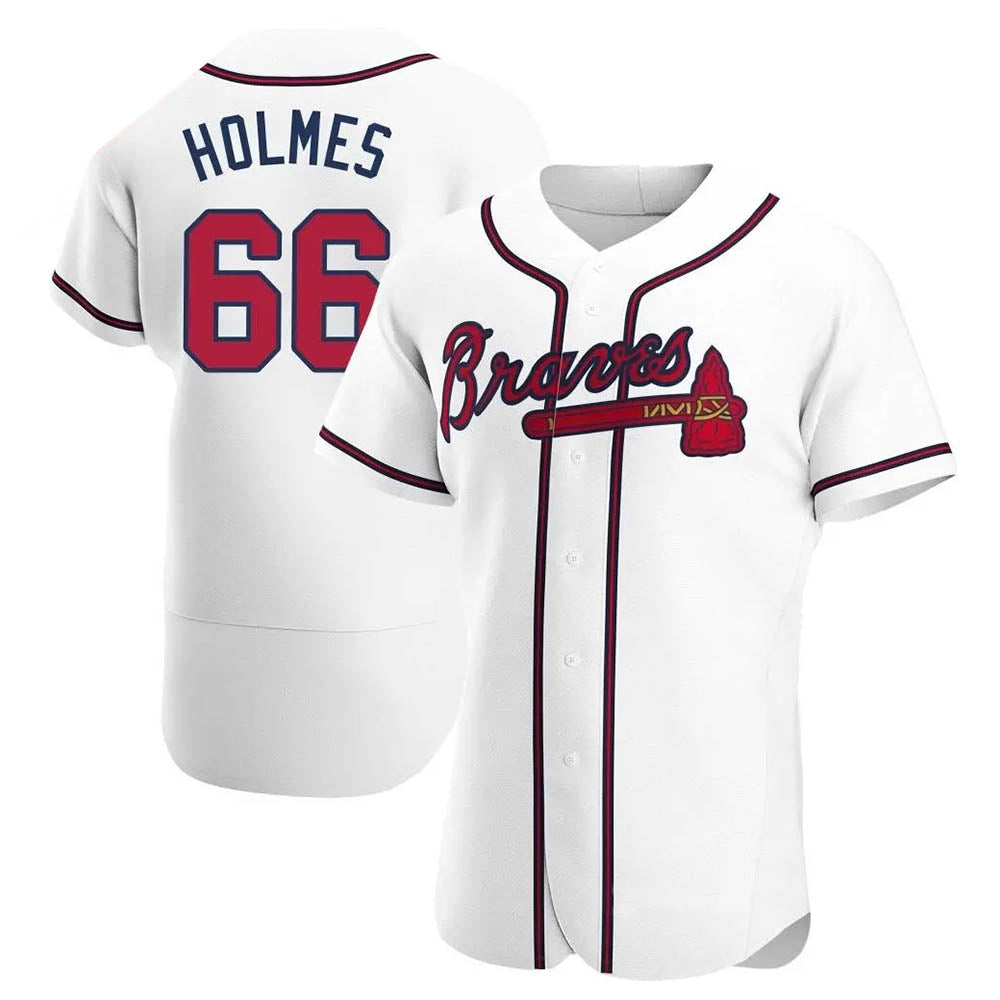 Odoa A.Braves #66 Grant Holmes Player White Authentic Home Stitched Jerseys