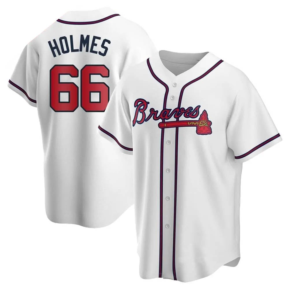 Odoa A.Braves #66 Grant Holmes Player White Replica Home Stitched Jerseys