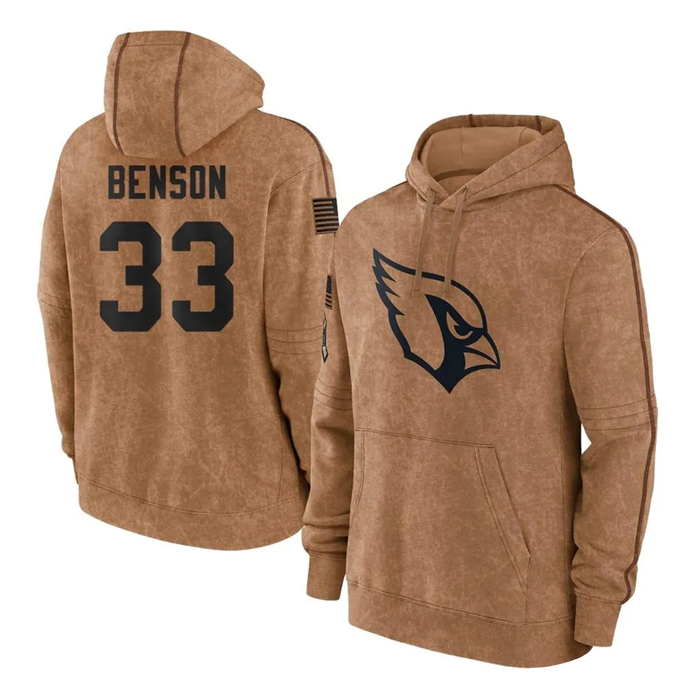 Odoa A.Cardinals #33 Trey Benson Player Brown Salute To Service Limited Hoodies Stitched Jerseys