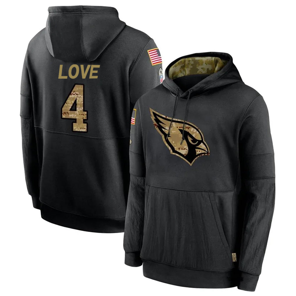 Odoa A.Cardinals #4 Jeremiyah Love Player Black Salute to Service Limited Hoodies Football Jerseys