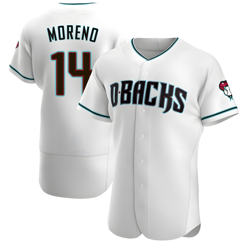 Odoa A.Diamondbacks #14 Gabriel Moreno Player White Teal Alternate Stitched Jerseys