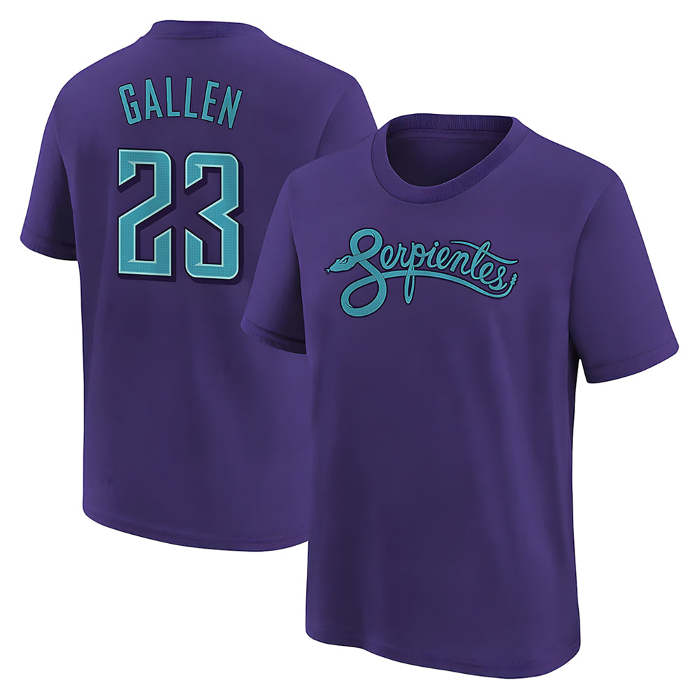 Odoa A.Diamondbacks #23 Zac Gallen Player Purple Fuse City Connect round collar T shirt Stitched Jerseys