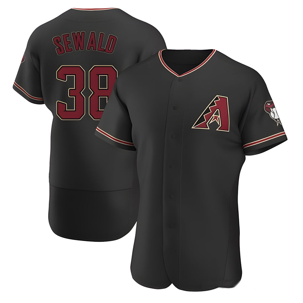 Odoa A.Diamondbacks #38 Paul Sewald Player  Black Alternate Authentic Stitched Jersey