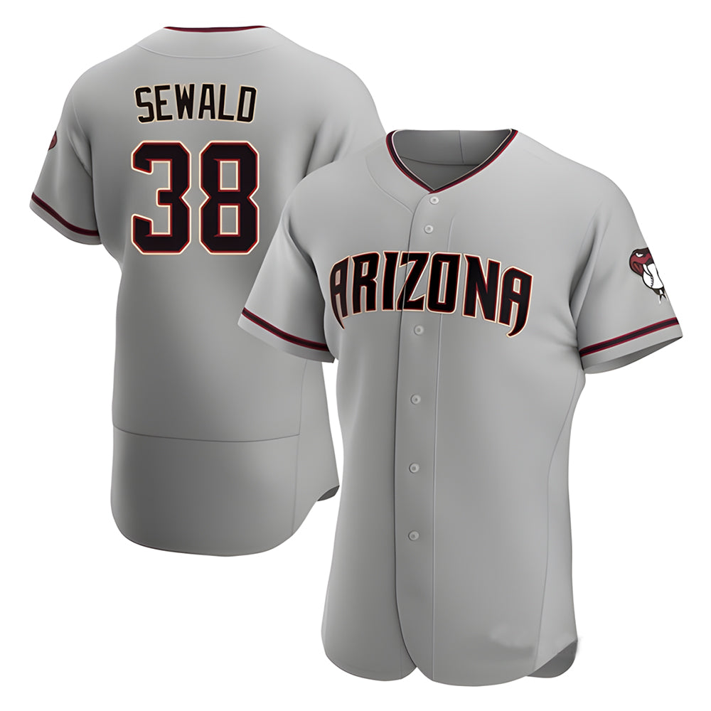 Odoa A.Diamondbacks #38 Paul Sewald Player Gray Authentic Road Stitched Jersey