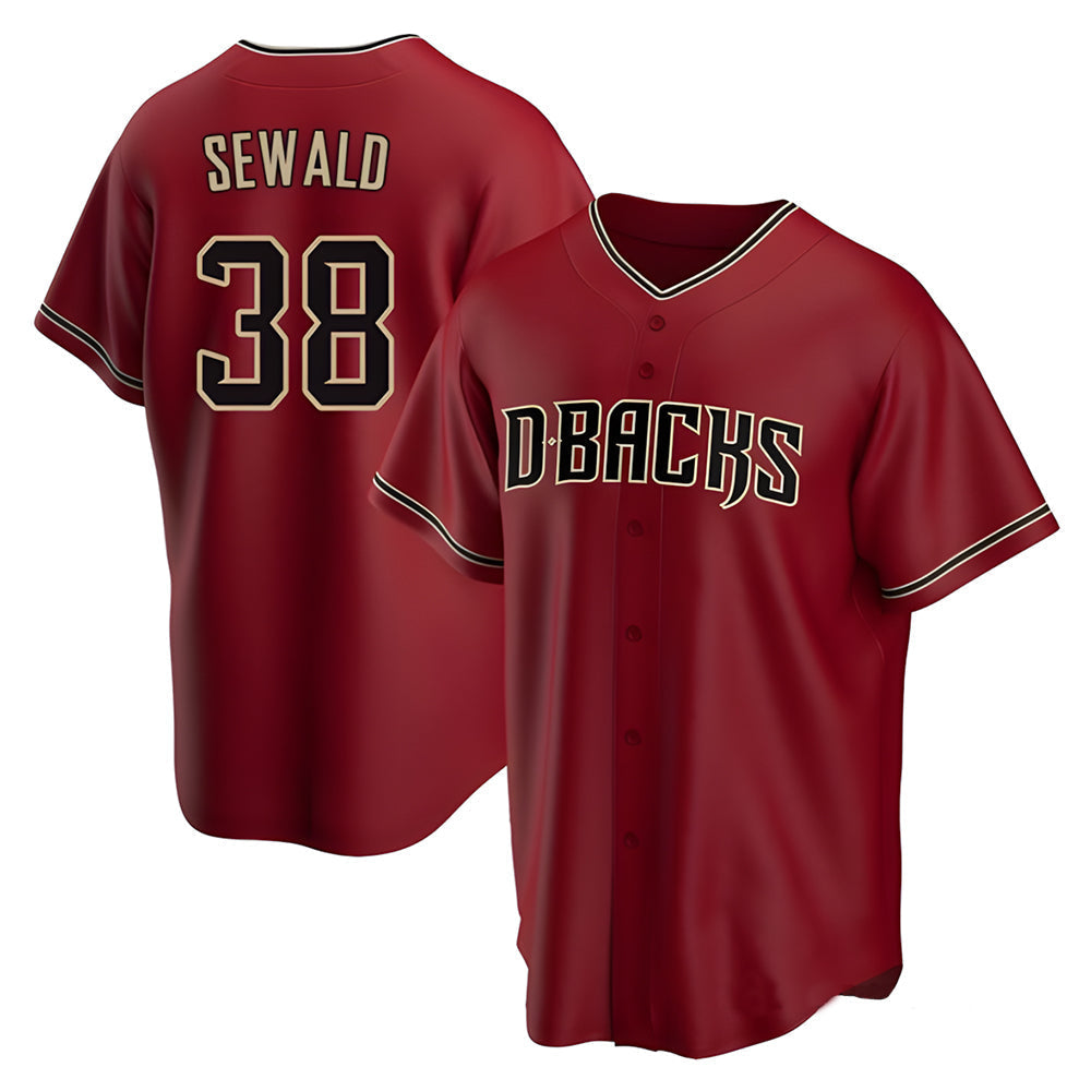 Odoa A.Diamondbacks #38 Paul Sewald Player Red Alternate Replica Stitched Jersey