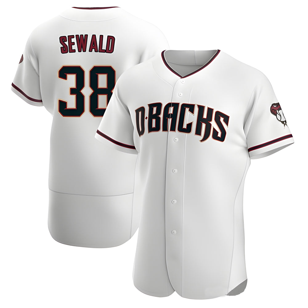 Odoa A.Diamondbacks #38 Paul Sewald Player White Authentic Crimson Home Stitched Jersey