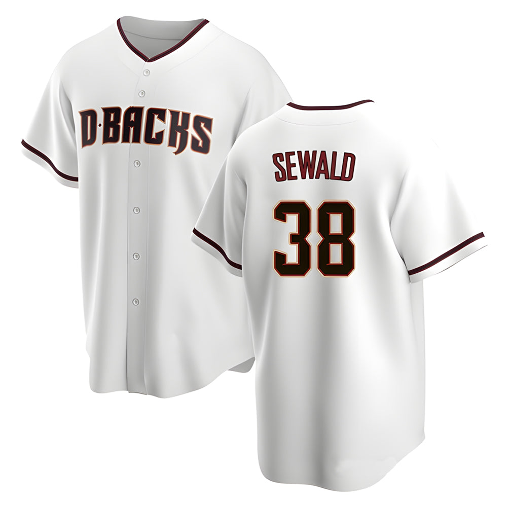 Odoa A.Diamondbacks #38 Paul Sewald Player White Replica Home Stitched Jersey