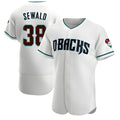 Odoa A.Diamondbacks #38 Paul Sewald Player White Teal Authentic Alternate Stitched Jersey