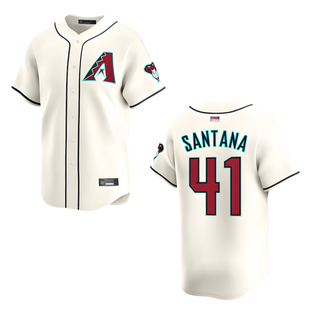 Odoa A.Diamondbacks #41 Carlos Santana Player Cream game time Stitched Jersey