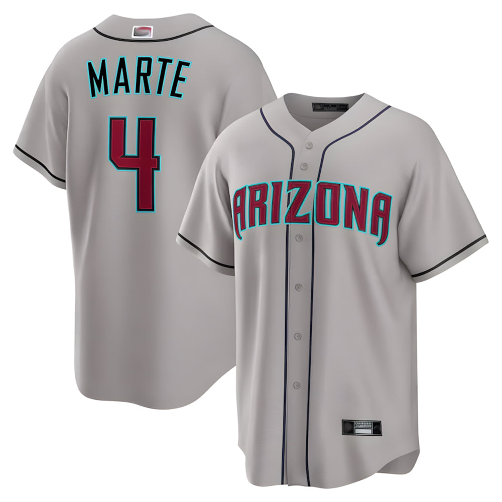 Odoa A.Diamondbacks #4 Ketel Marte Player Gray Home Game Stitched Jerseys