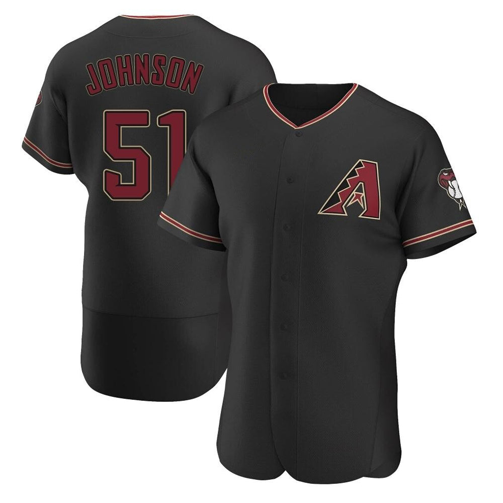 Odoa A.Diamondbacks #51 Randy Johnson Player Black Authentic Alternate Stitched Jerseys