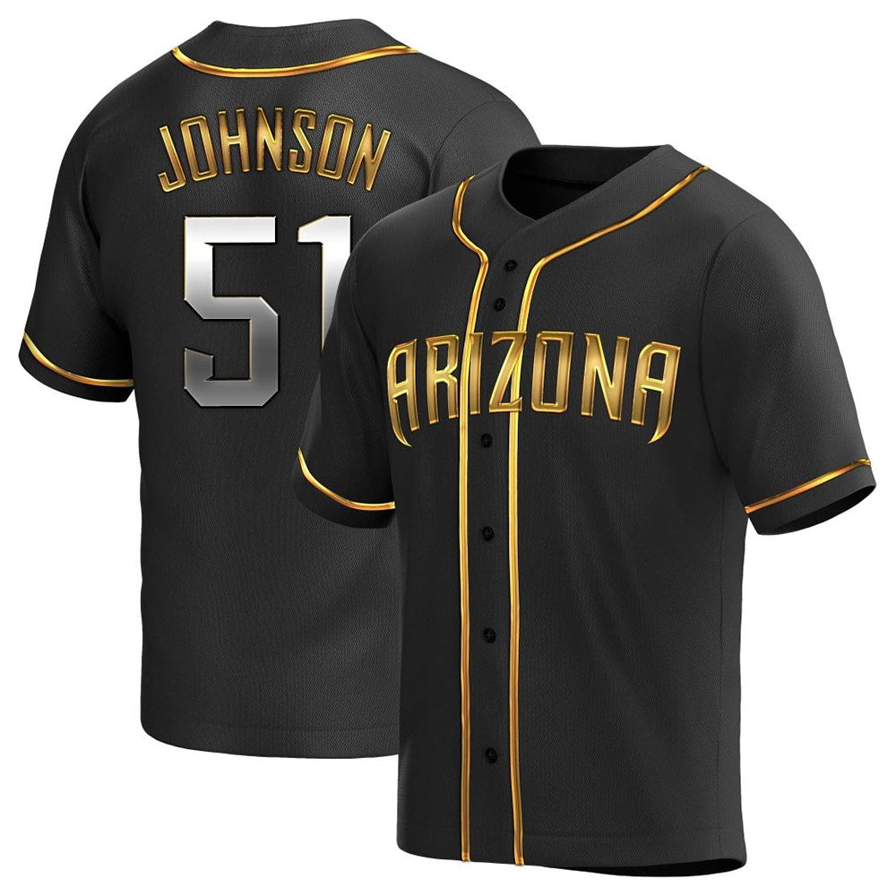 Odoa A.Diamondbacks #51 Randy Johnson Player Black Golden Replica Alternate Stitched Jerseys