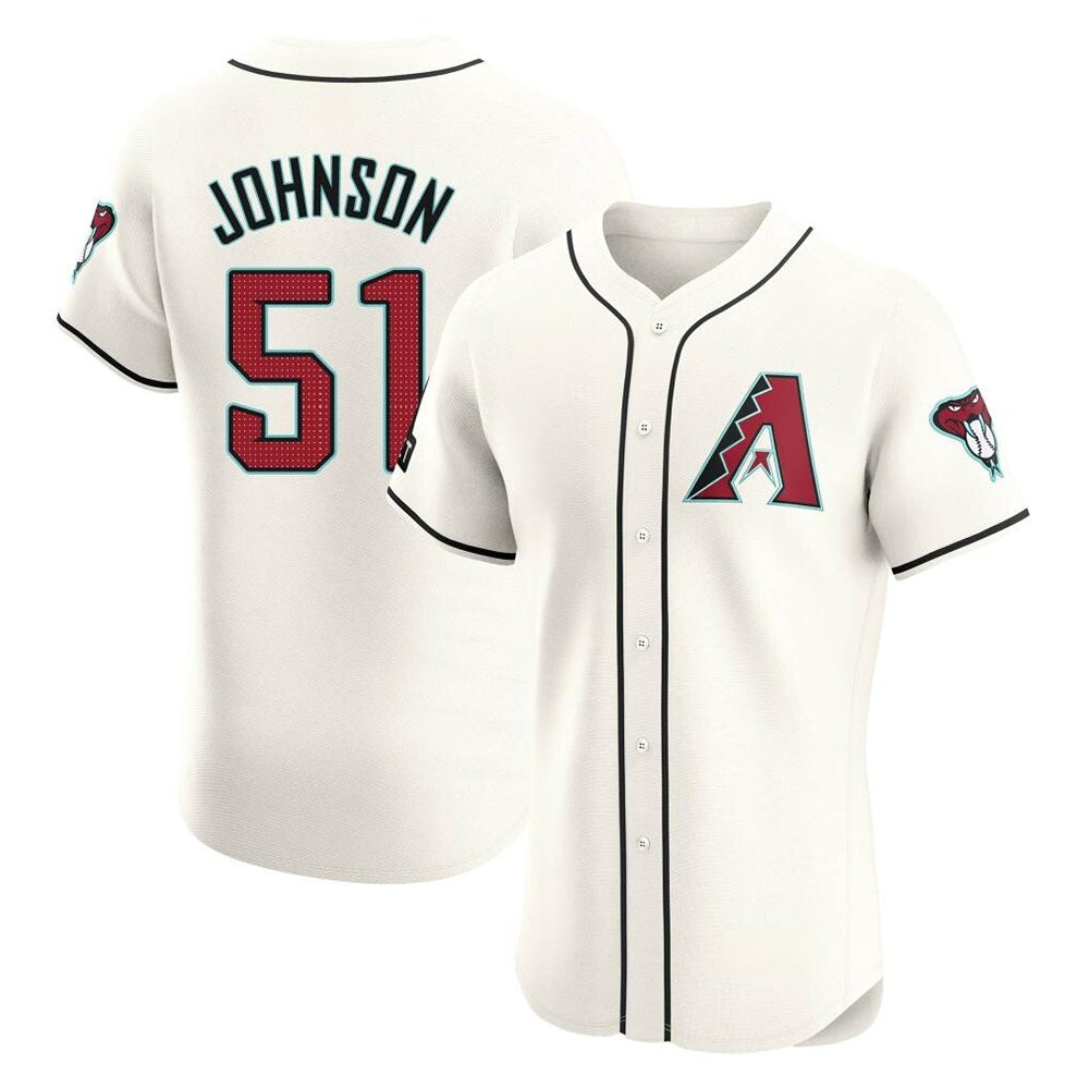 Odoa A.Diamondbacks #51 Randy Johnson Player Cream Elite Home Patch Stitched Jerseys