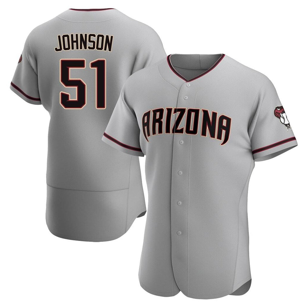Odoa A.Diamondbacks #51 Randy Johnson Player Gray Authentic Road Stitched Jerseys