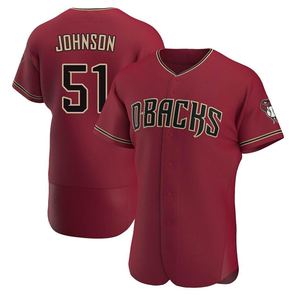 Odoa A.Diamondbacks #51 Randy Johnson Red Authentic Crimson Alternate Stitched Jerseys