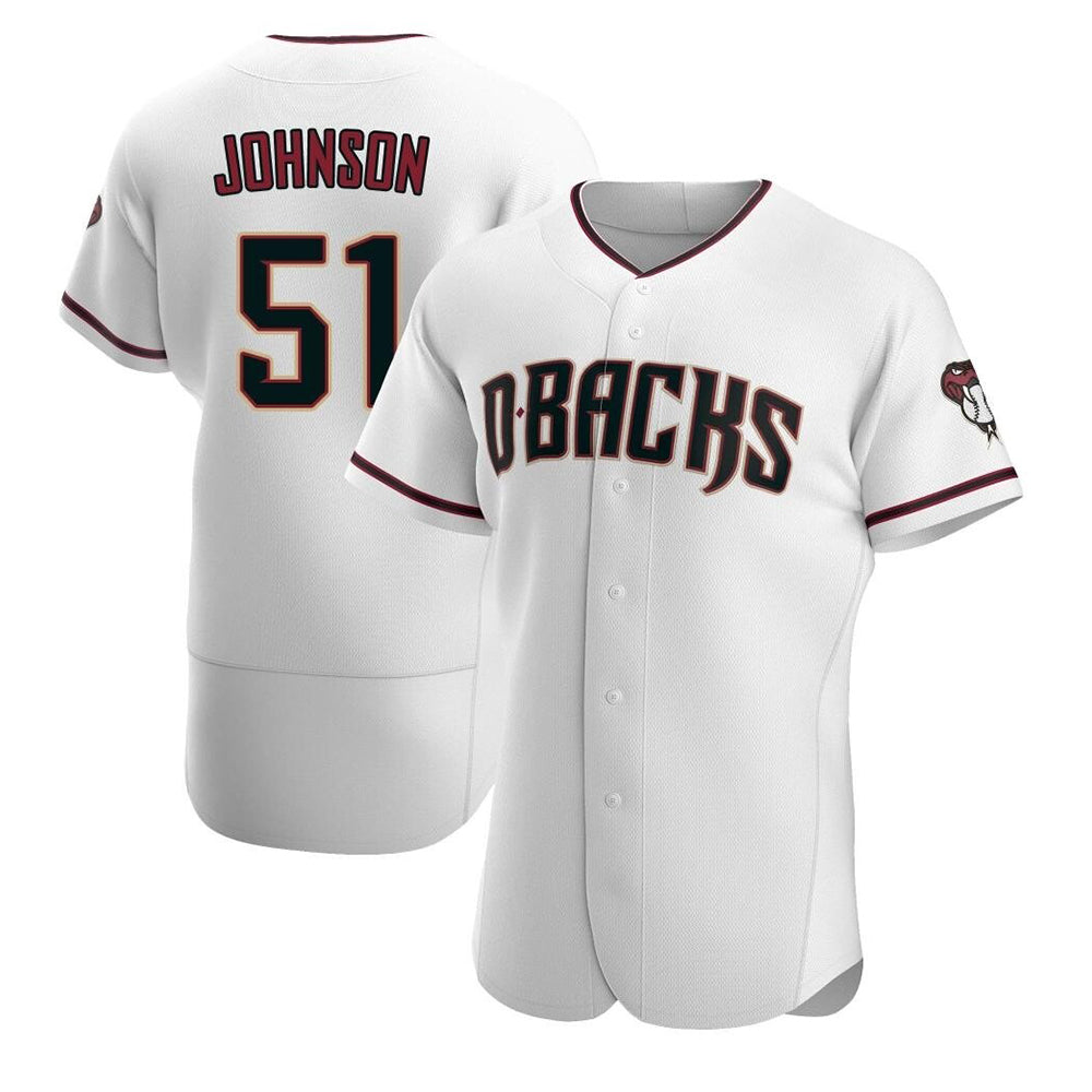 Odoa A.Diamondbacks #51 Randy Johnson White Authentic Crimson Home Stitched Jerseys