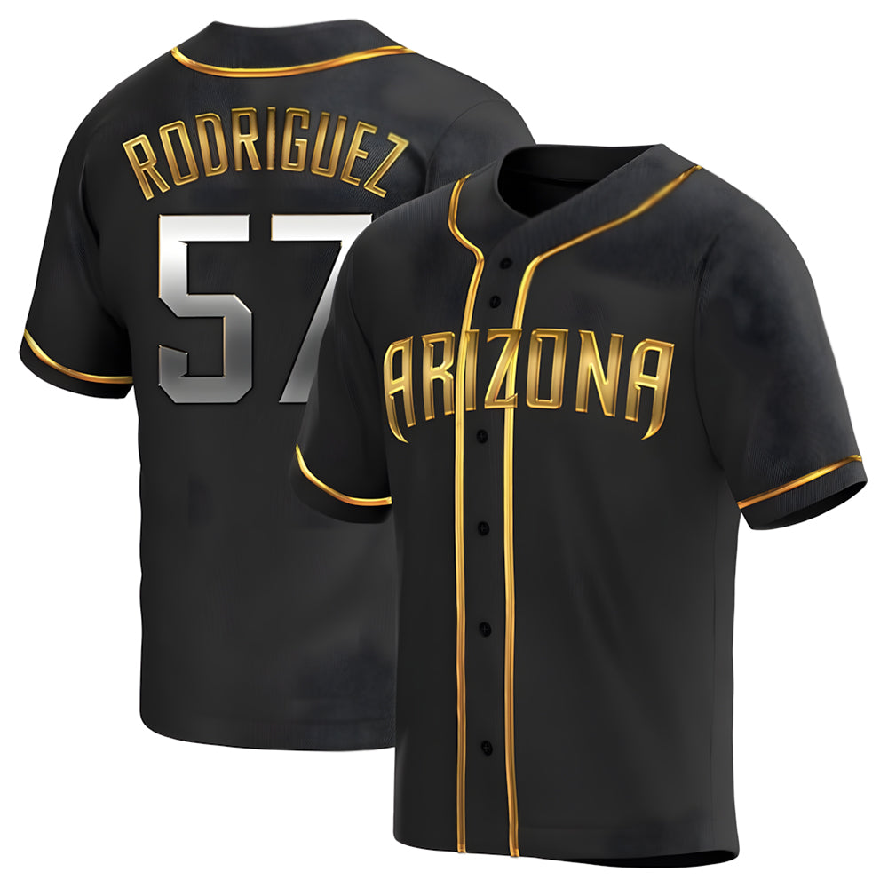 Odoa A.Diamondbacks #57 Eduardo Rodriguez Player Black Golden Replica Alternate Stitched Jersey