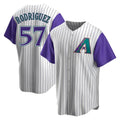 Odoa A.Diamondbacks #57 Eduardo Rodriguez Player  Cream Purple Replica Alternate Cooperstown Collection Stitched Jersey