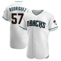 Odoa A.Diamondbacks #57 Eduardo Rodriguez Player White Teal Alternate Stitched Jersey