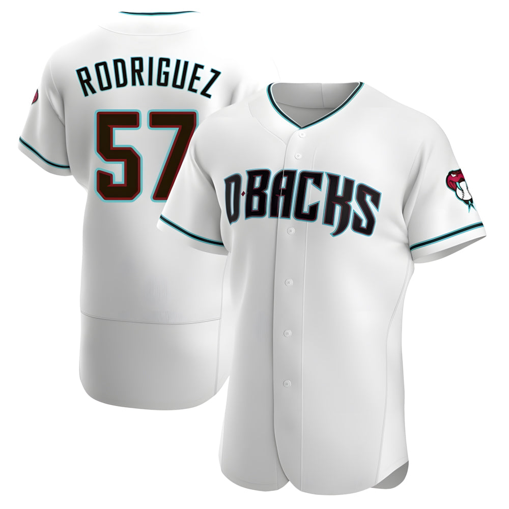 Odoa A.Diamondbacks #57 Eduardo Rodriguez Player White Teal Alternate Stitched Jersey