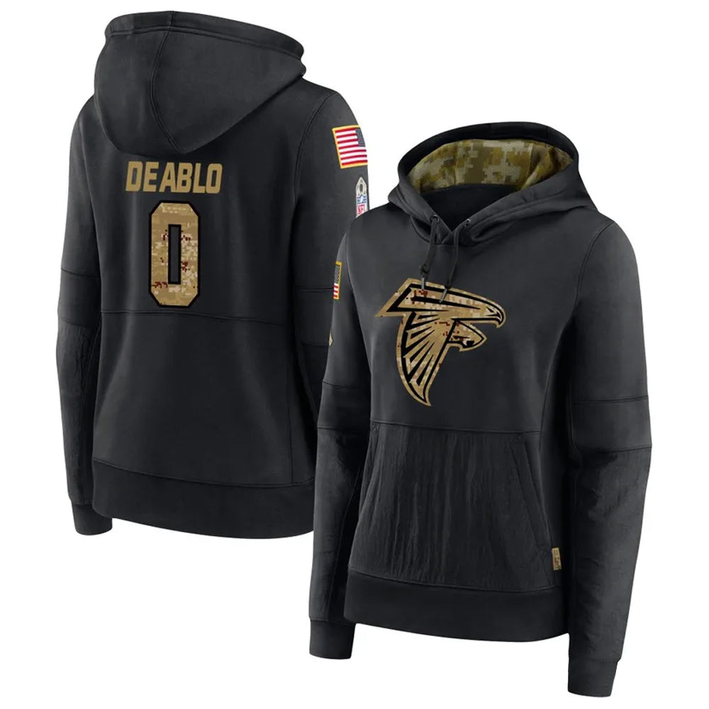 Odoa A.Falcons #0 Divine Deablo Player Black Salute to Service Hoodies Stitched Jerseys