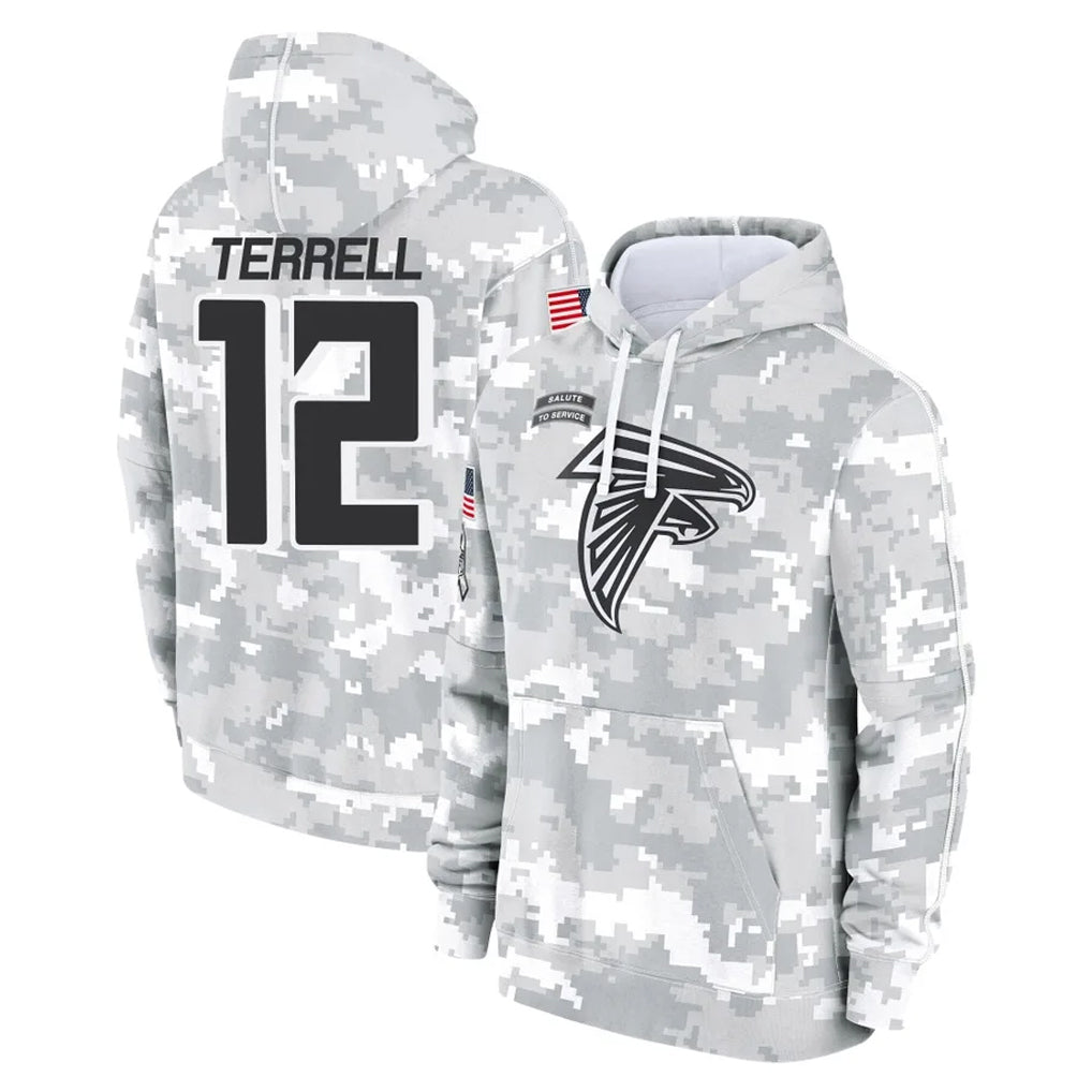 Odoa A.Falcons #12 Avieon Terrell Player Arctic Camo Salute to Service Limited Hoodie Stitched Jerseys