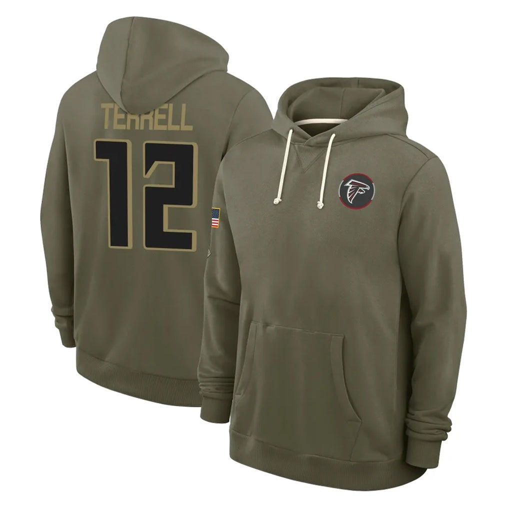 Odoa A.Falcons #12 Avieon Terrell Player Olive 2025 Salute to Service Hoodies Stitched Jerseys