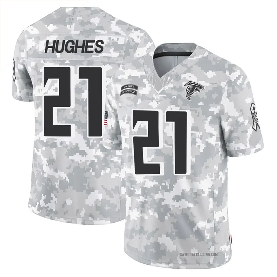 Odoa A.Falcons #21 Mike Hughes Player Arctic Camo Salute to Service Limited Stitched Jerseys